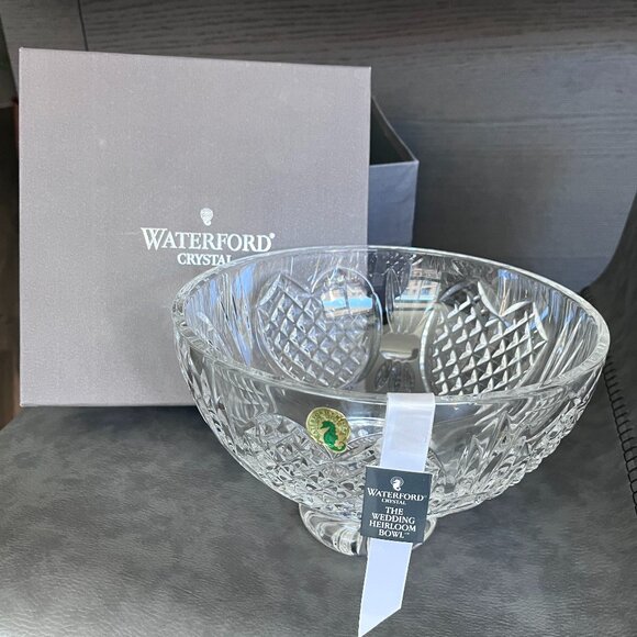 Waterford Crystal Heirloom Hearts Footed Wedding Bowl 8" NIB New In Box - Picture 2 of 4
